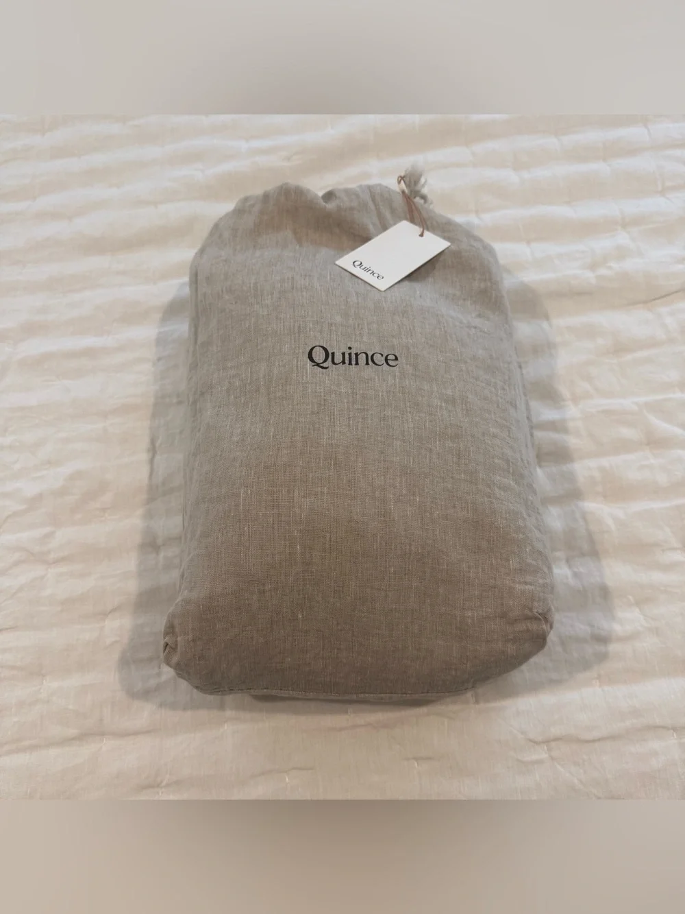 New Quince European Linen Fitted Sheet Set Queen - Natural Chambray $124